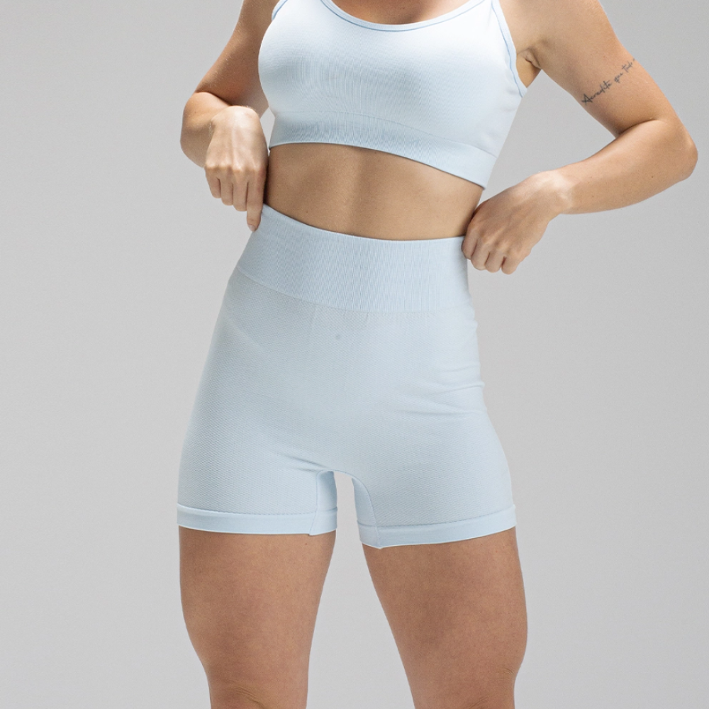 Conjunto Fit Feminino Top e Short - Delgado Fit Azul Claro