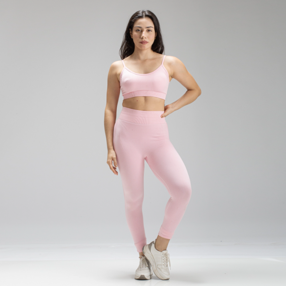 Conjunto Feminino Top e Calça - Delgado Fit Rosa Claro