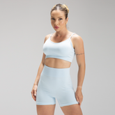 Conjunto Fit Feminino Top e Short - Delgado Fit Azul Claro